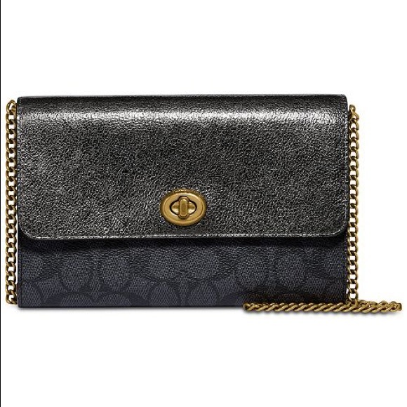 Coach Metallic Colorblock Turnlock Chain Crossbody - Picture 1 of 7